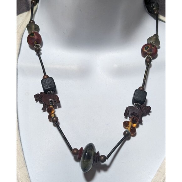 Vintage Treska Abstract Beaded Safari Necklace - Picture 6 of 7